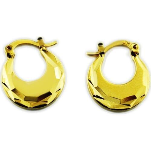 Fashion 14 k Solid Yellow Gold GF Drop Earrings For Women Christmas Gift Simple Temperament Small Earring Trendy flat Jewelry