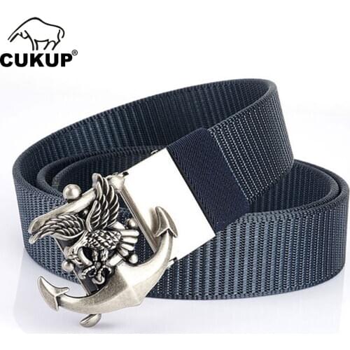 CUKUP Unique Design Eagle Hook Pattern Buckles Metal Mens Good Quality Nylon & Canvas Belts Men Accessories 3.5cm Width CBCK265