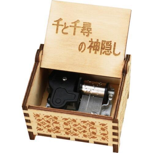 Spirited Away Musical Box,18 Note Windup Clockwork Mechanism Engraved Wood Music Box fo Kids,Tune:Always with Me