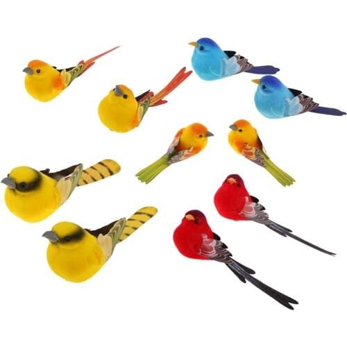 Set of 10 Artificial Realistic Decor Fake Bird Simulation Home Ornament Bird