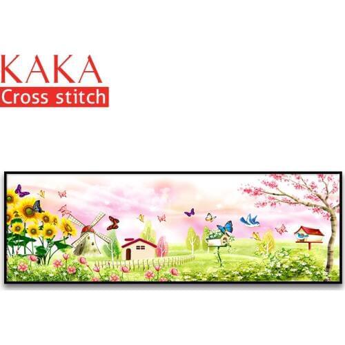 Cross stitch kits,Embroidery needlework sets with printed pattern,11CT-canvas for Home Decor Painting,Landscape Full NCKS017