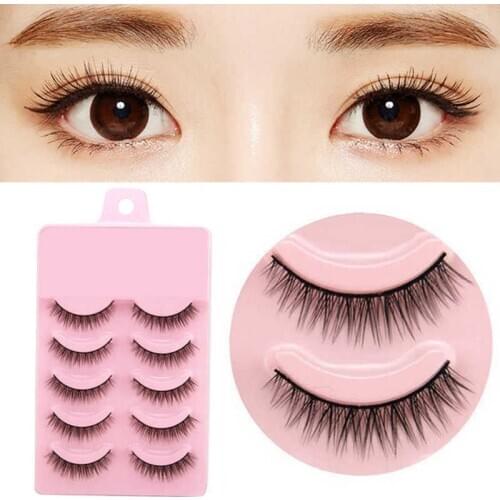 5 Pairs Mink Hair False Eyelashes 3D Natural Short Cross Fake Eye Lashes Extension Makeup Handmade Full Strip Eyelash