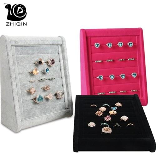 Oblique Velvet Rings Organizer Holder Storage Board Rings Display Jewelry Display Stand Counter Display Rack Storage Board