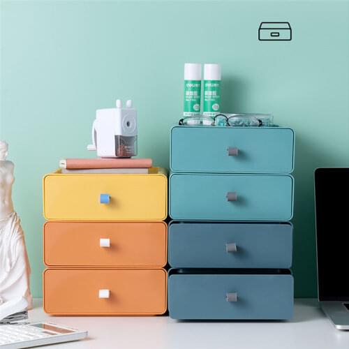 Desktop Stackable Colorful Storage Drawer Cosmetic Mask Storage Box Large Capacity Jewelry Organizer Stationery Holder Drawer