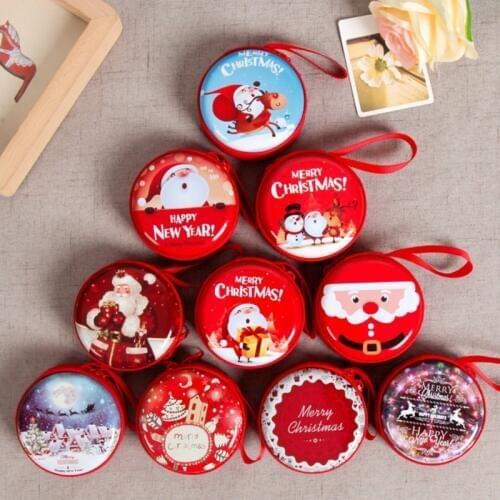 New Mini Tin Box Sealed Jar Christmas Coin Storage Cans Earrings Headphones Storage Kids Xmas Tree Decoration Candy Box Baroque