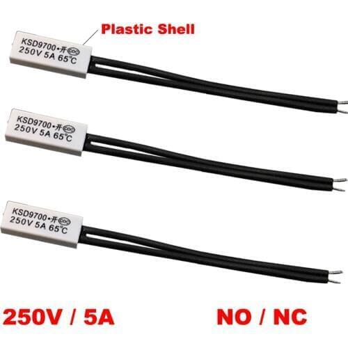 40 45 50 Degree Celsius KSD9700 250V 5A Normal Open Closed NO NC Plastic Thermal Protector Thermostat Temperature Control Switch