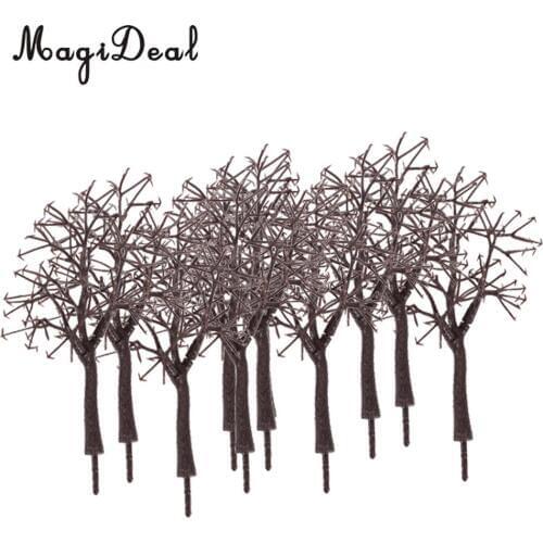 MagiDeal 10Pcs/Lot Plastic Scenery Landscape Model Bare Trunk Tree for Train Track Building Garden Park Layout Scene Toy 12cm