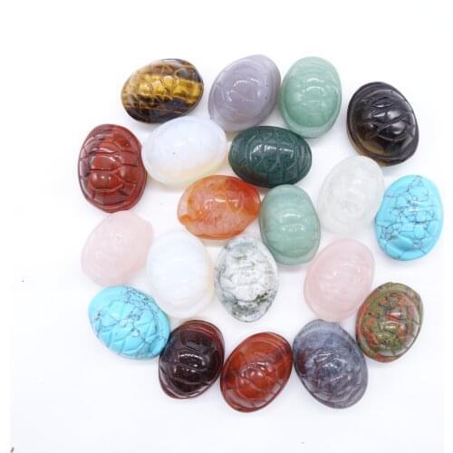 Summer Women 12pcs/lot Assorted Natural Stone Turtle Shell Craved Charm Pendant Crystal Necklace Jewelry Making Free Shipping