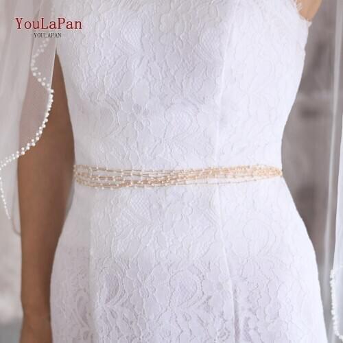 TOPQUEEN SH28-G Golden Bridal Belts Beaded Wedding Sash for Party Dress Wedding Accessories Woman Thin Belt Fast Shipping