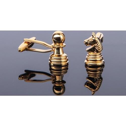 Luxury Gold Chess Cufflinks Fashion Silvery Sports Entertainment Jewelry For Mens French Shirt Suits Wedding Business Gifts