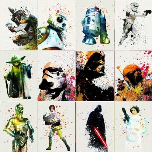 Marvel Star Wars Soldier Printing Watercolor Canvas Paintings Abstract Retro Posters Wall Art Picture for Living Room Decor Gift