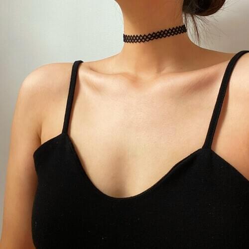 Vogallery Sexy Black Lace Chokers Necklaces For Women Fashion Summer Short Necklace Club Party Choker Jewelry Accessories New