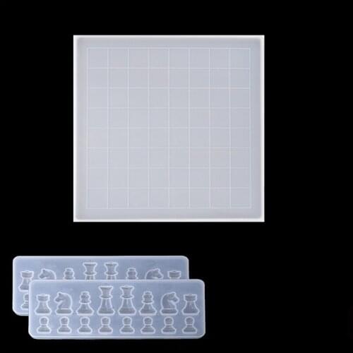 Chess Board Silicone Resin Mold 2Pcs Chess Silicone Mold for Resin Casting Craft