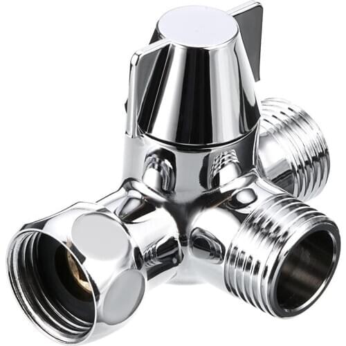 Shower Hose Splitter Brass 3 Way Diverter 1/2" Hand Shower T Adapter Water Valve Shower Diverter, Shower Faucet, Three-way Valve