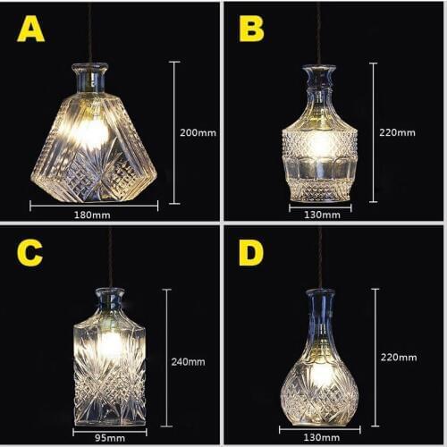 Nordic modern minimalist glass pendant lights creative engraved crystal glass lamp personality retro bar E27 pendant lamp