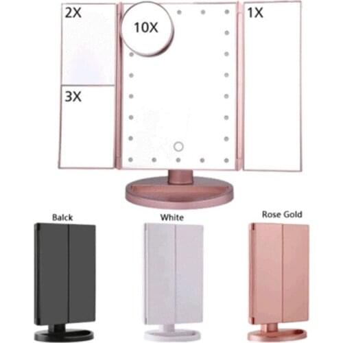 Light amplifying luminous Three side folding mirror LED makeup mirror type makeup mirror with light