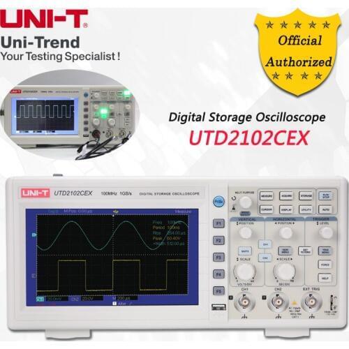 UNI-T UTD2102CEX Digital Storage Oscilloscope; 2Channels, 100MHz Bandwidth, 1GS/s Sample Rate, USB Communication