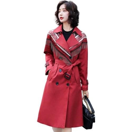 Womens High-End Windbreaker 2021New Female Spring Autumn Long Trench Coat Double Breasted Belt Fashion Womens Coat C1193