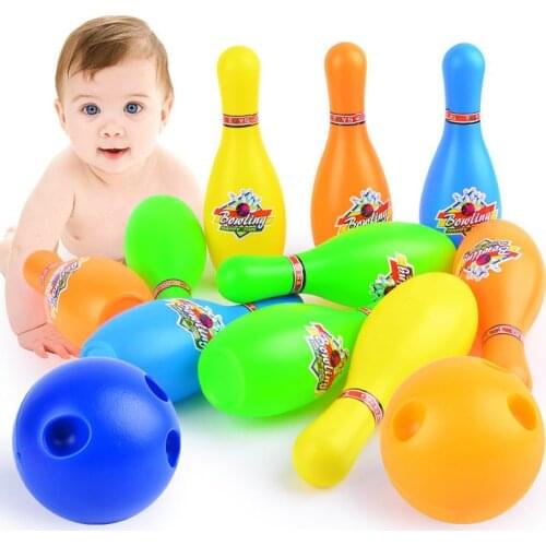 [Funny] 12Pcs/set Sports game baby Bowling Practice toy Grasping/Movement Ability developing toys 10 bottles + 2 balls best gift