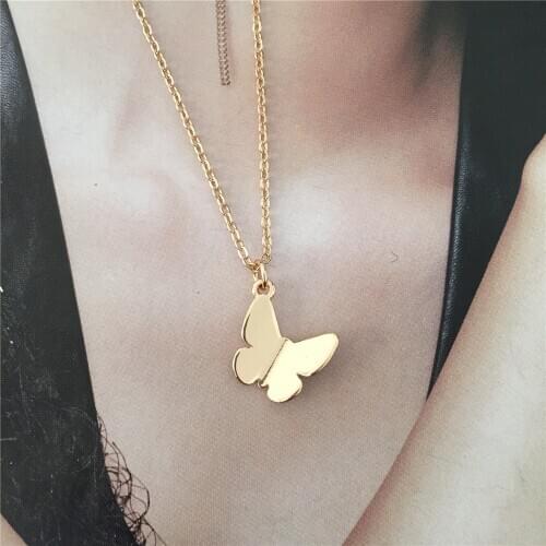 2020 New High Quality Shiny Gold Color Plating Tiny Butterfly Charm Necklace For Women Dainty Gorgeous Pretty Girls Jewelry