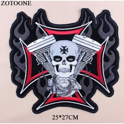 ZOTOONE Skull Big Punk Patch Iron On Embroidered Rock Patch For Jacket Jeans Clothes DIY Apparel Accessories Sewing Applique E