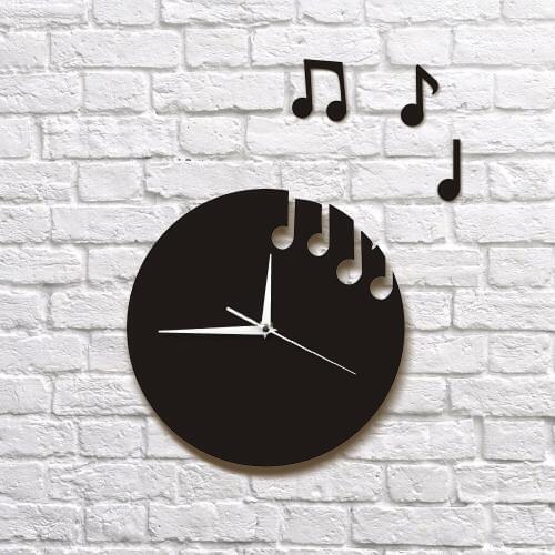 1Piece Floating Music Notes Wall Decor Music Notes Flew From The Clock Modern Design 3D Wall Clock Creative Home Decor