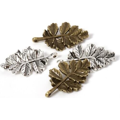 10pcs 20x31mm Antique Bronze Maple leaf connection Charm Pendant for Diy Necklace Jewelry Making Handmade Craft Wholesale