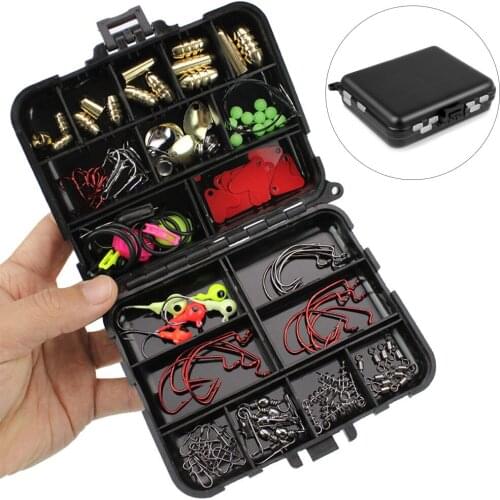 128 Pcs/box Fishing Tackle Set Baits Hooks Spoon Lures Tail Sinker Connector Luminous Beads Trace Wire Snap Pin Accessories