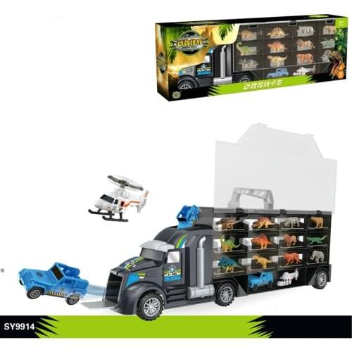 15pcs Carrier Truck Set Premium Transporter Car Carrier Truck Model Inertia Cars Vehicle Toys Vehicle Set for Children Toddler