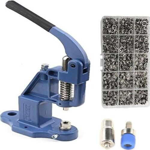 200 Sets 10.5mm Silver Prong Ring Press Studs Snap Fasteners with Heavy Duty Manual Hand Press Machine