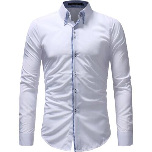 2019 new fashion casual shirt mens long-sleeved slim button-down dress clothes