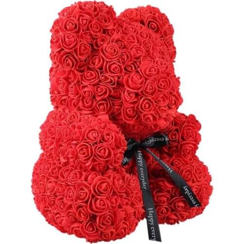 24cm Teddy Bear Flowers PE Artificial Bear Party Wedding Decoration Romantic Valentines Day Gifts Red Pink Dropshipping