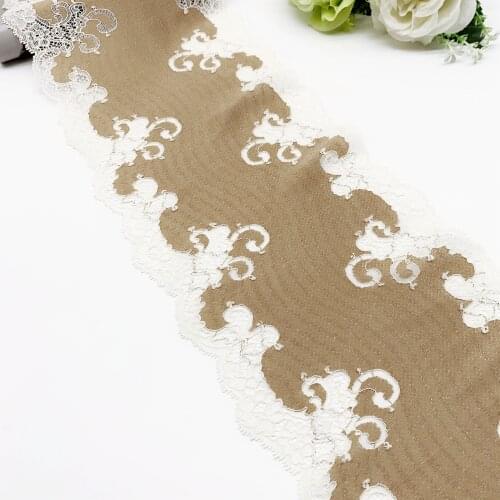 3y/lot Width 18.50cm Elastic Stretch Lace Trim Yellow Brown For Clothing Accessories Dress Sewing Applique Costume Lace Fabric