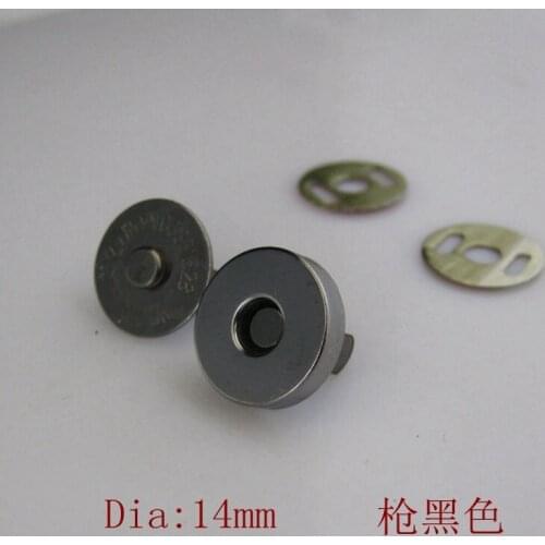 50pcs/lot 14*3.5mm Gun Black Metal Magnet Button for DIY Bags Magnetic Snaps Metal Buttons Clasp Fastener