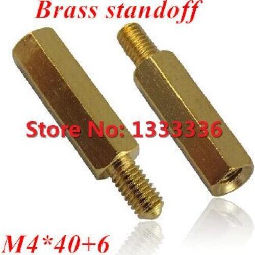 50pcs/lot M4*40+6 Hexagonal Brass standoffs spacer Hex nut M3 Male Female Thread Spacing Screws PCB Board Pillar