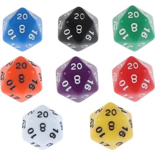 Acrylic Digital Dice Effect D20 Dice For Table Board Game 20 Sided Data Rich Colors Desktop Game Accessories For Board Game