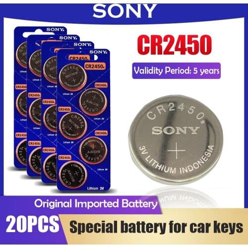 20PCS SONY CR2450 CR 2450 DL2050 BR2450 3V Lithium Batteries Button Cell Battery For Remote Control Calculators Electronic Scale