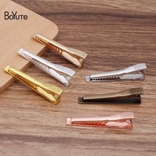 BoYuTe (10 Pieces/Lot) 55*5MM Metal Brass Classic Design Plain Tie Clips Diy Mens Clothing Accessories Wholesale
