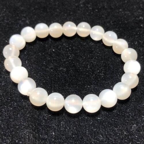 7-8mm Natural Moonstone Bracelets Quartz Chakra Healing Reiki Home Decoration Stone Handicraft Decoration Bracelets