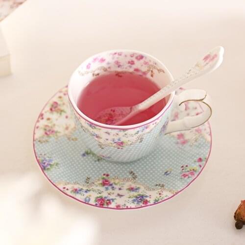 British Royal Pastoral Bone China Tea Cup Saucer Set Rose Ceramic Teacup Advanced Porcelain Coffee Cup Teatime Drinkware