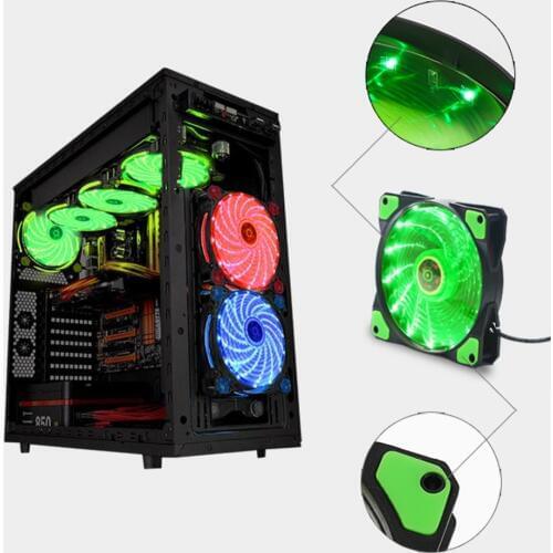 DIY 5V 3-4Pin 15 LED Light Neon Quiet Computer Case Cooling Fan Mod 120*120*25mm Desktop PC Light System Game PC Parts