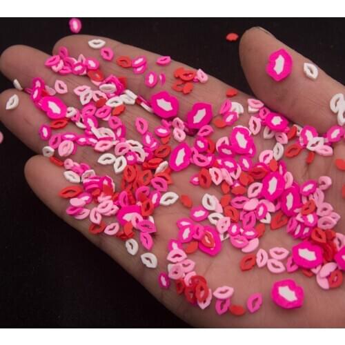 Lips Shape Polymer Clay Slices Colorful Sprinkles For Slimes Filling HandCraft Phone Shell DIY Christmas Halloween Decoration