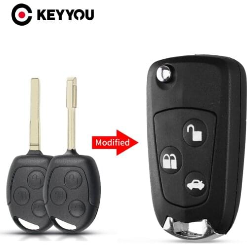 KEYYOU 3 Buttons Uncut Blank Modified Folding Filp Car Remote Key Case Cove For Ford Mondeo Focus 2 3 Festiva Fiesta Key Case