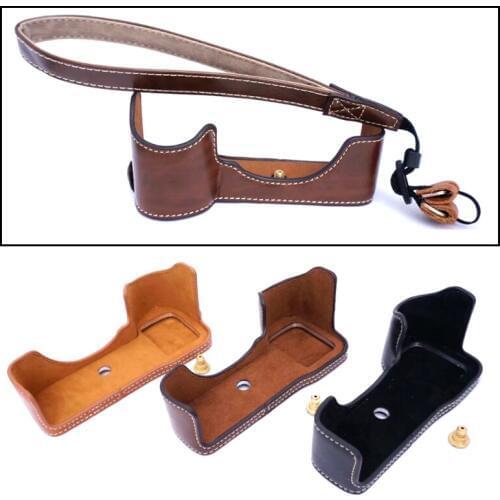 DEEREKIN PU Leather Half Case with Strap for Sony a9 Alpha Mirrorless Digital Camera Brown/Black/Coffee