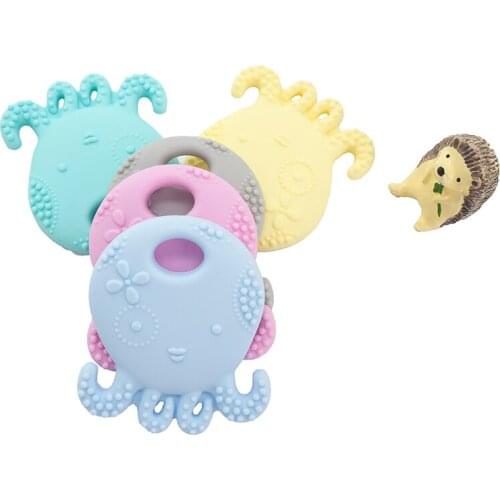Chenkai 10PCS Baby Silicone Octopus Shaped Teethers BPA Free Bady Animals Teething DIY Nursing Tooth Training Toys For Kids