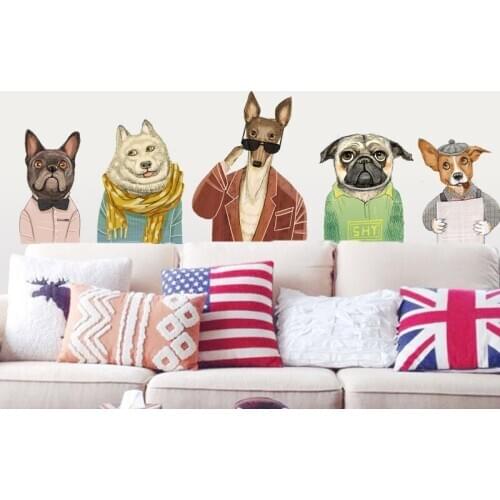 DIY Dog Wall Sticker Creative Animal Wall Decoration Picture self adhesive Panel Room Decor Boy Girl Teens Living Room Bedroom