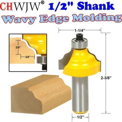 1pc 1/2" Shank Wavy Edge Molding Router Bit C3 Carbide Tipped Wood Cutting Tool woodworking router bits