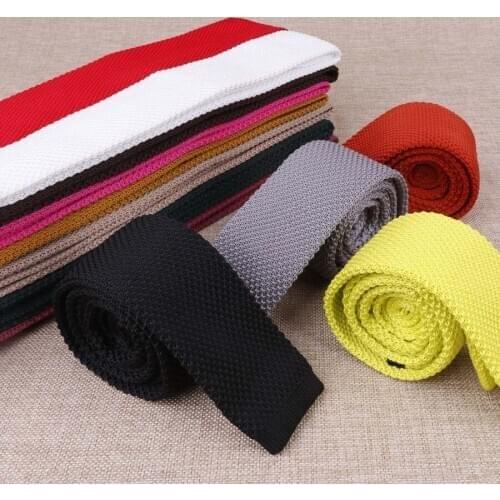 Linbaiway 5.5cm Solid Neck Tie Wedding Knitted Ties for Men Skinny Tie Man Gravata Polyester Narrow Knitted Neckties Custom Logo