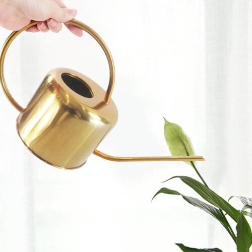 Hot Sale European Gardening Watering Can Pot Stainless Steel 1300ml Household Shower Pot Gold Small Watering Flower