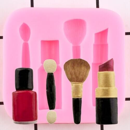 Makeup Tools Lipstick Nail Polish Silicone Mold DIY Party Cake Decorating Tool Cupcake Topper Fondant Mold Candy Chocolate Molds